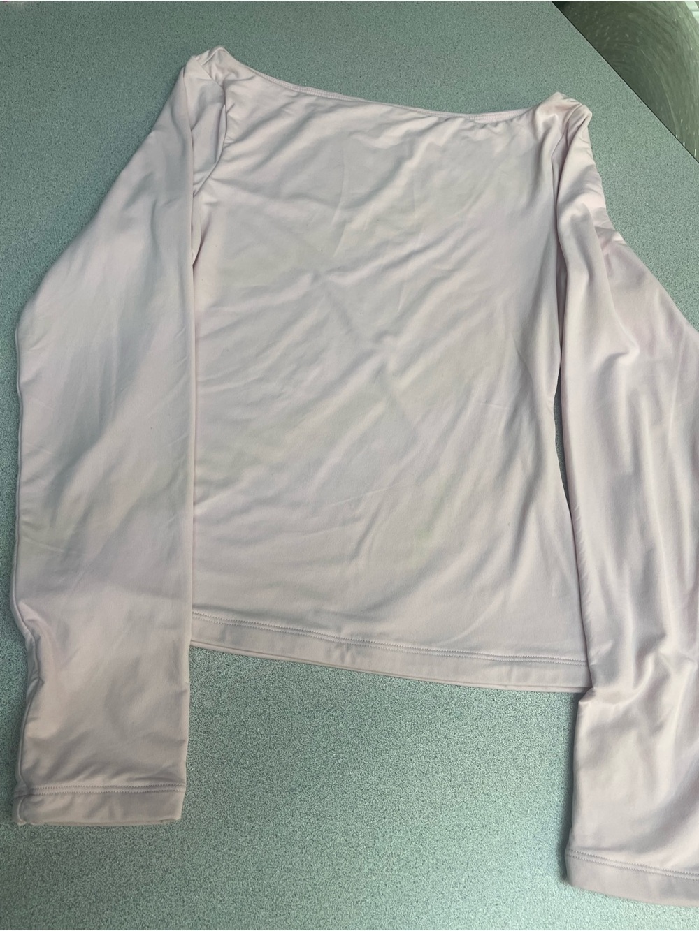 Ladies Long Sleeve off the shoulder Shirt - Light Pink